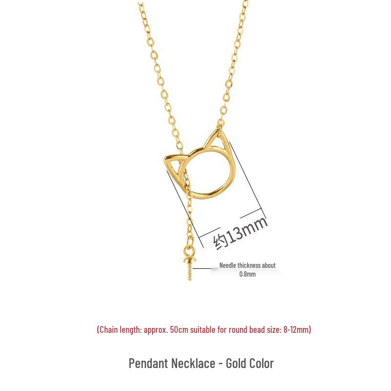 

Korean S925 Sterling Silver Cat Necklace with Imitation Pearl Pendant S925 Silver золотой