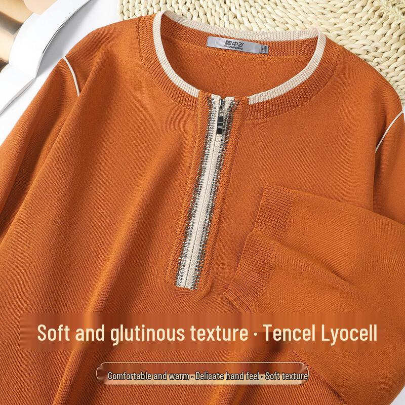 Women s Ruffle Collar Rhinestone Knit Top M