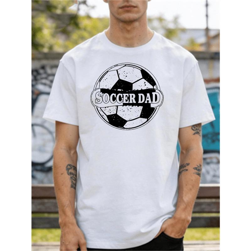

European sizes Football Dad Printed T- Shirt Black Casual Short Sleeve Men s Sports Shirt Football Fan Father s Day Gift Versatile Casual Wear S белый