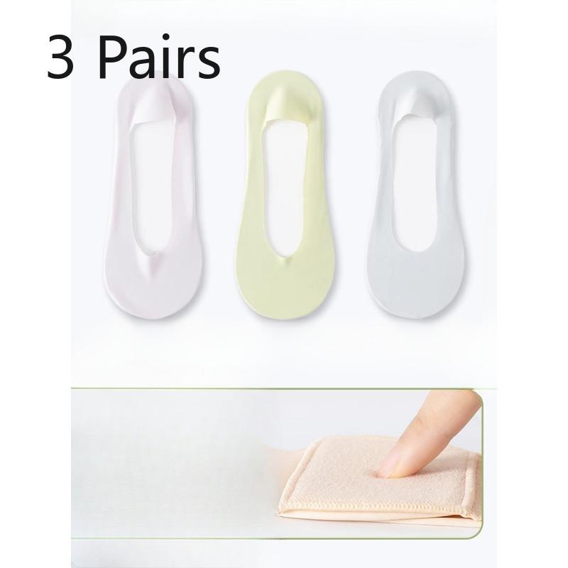 3 Pairs of Female Summer Thin Cotton Non Drop with Anti Skating Silk Shallow Mouth Invisible Deodorant Sweat Socks