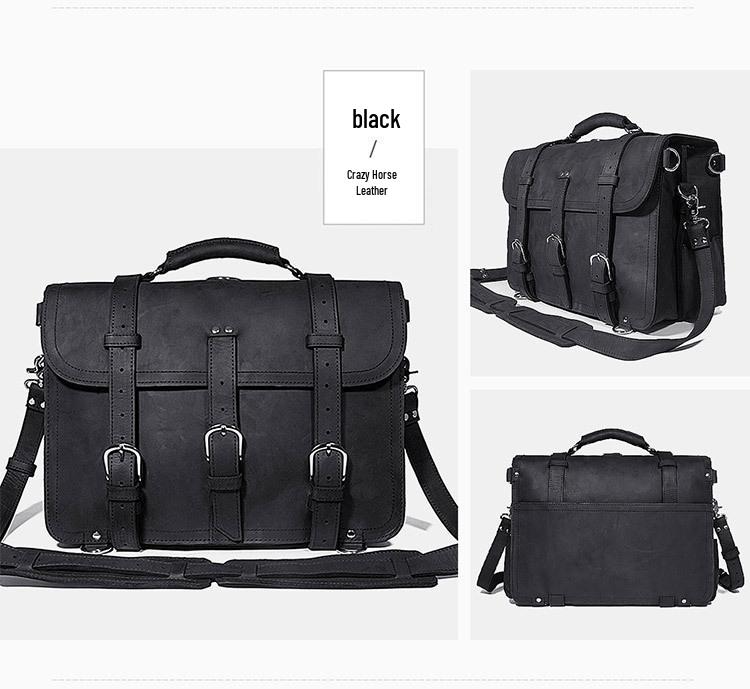 Jiameda Men's European & American Style Briefcase Handbag Crossbody Backpack