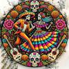 Mexican Folk Art Sugar Skull Iron Sign Vibrant Floral Skeleton Wall Decor