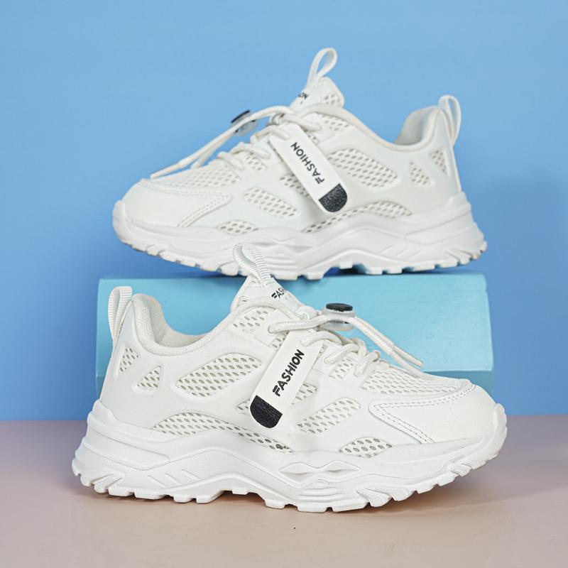 

Детская мода Four Seasons Дышащая повседневная обувь для детей Бег Спорт Студенты Девочки Трендовые удобные кроссовки для спортзала 28 белый