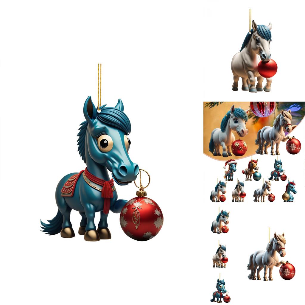Adorable Acrylic Horse Christmas Tree Decoration For Natal Family Festivities