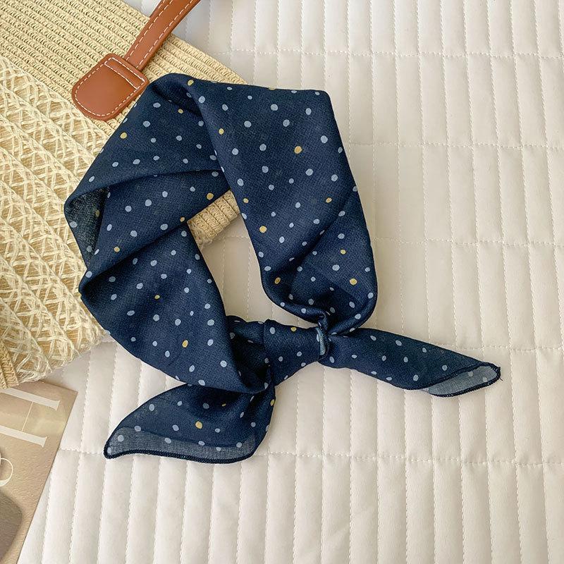 New temperament advanced sense neck cotton and linen silk scarf women's Korean lazy style versatile brown series small square scarf