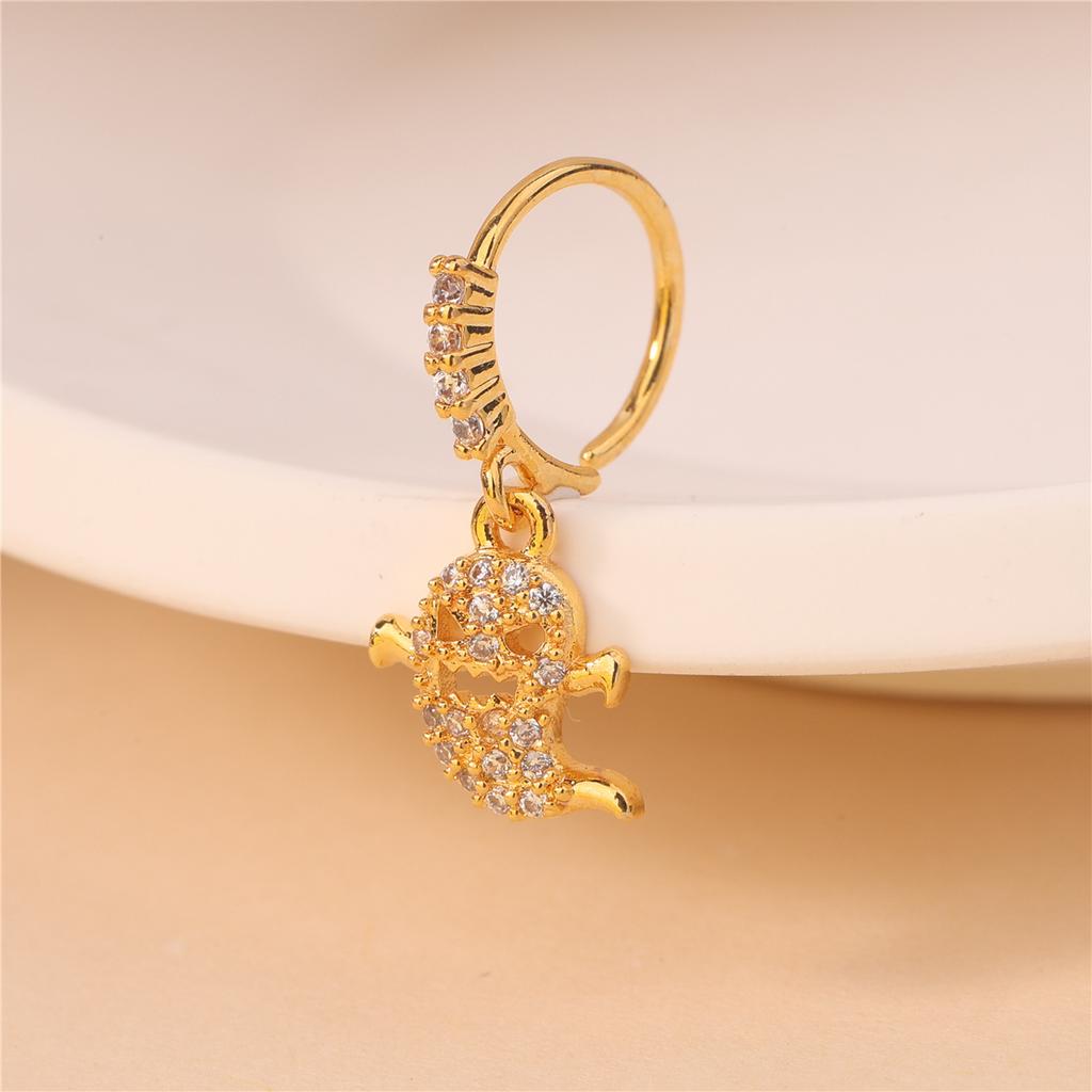 Halloween Skull Ghost Pumpkin Pendant Nose Ring Nose Piercing Jewelry Personality Niche Nose Spike Ring