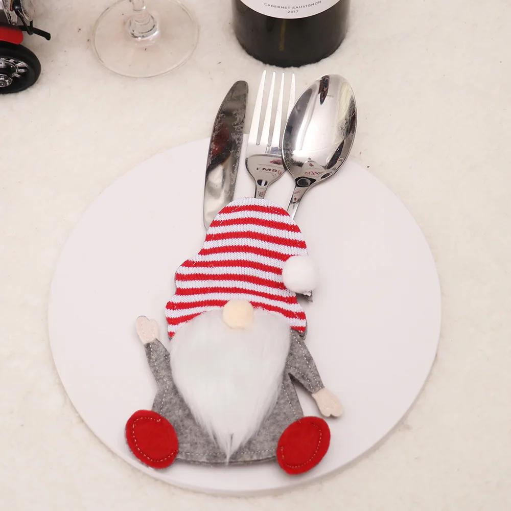 Christmas Cutlery Set Cartoon Doll Knife and Fork Cover Santa Claus Xmas New Year Party Dinner Decor Christmas Decorations
