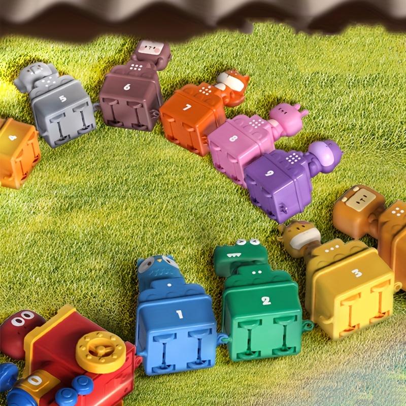 Toddler Learning Toy for Infants Aged 18 Months, Cognitive Dinosaur Number Train Learning Toy, Soft Gel Dinosaur Finger Puppets,Christmas Gifts