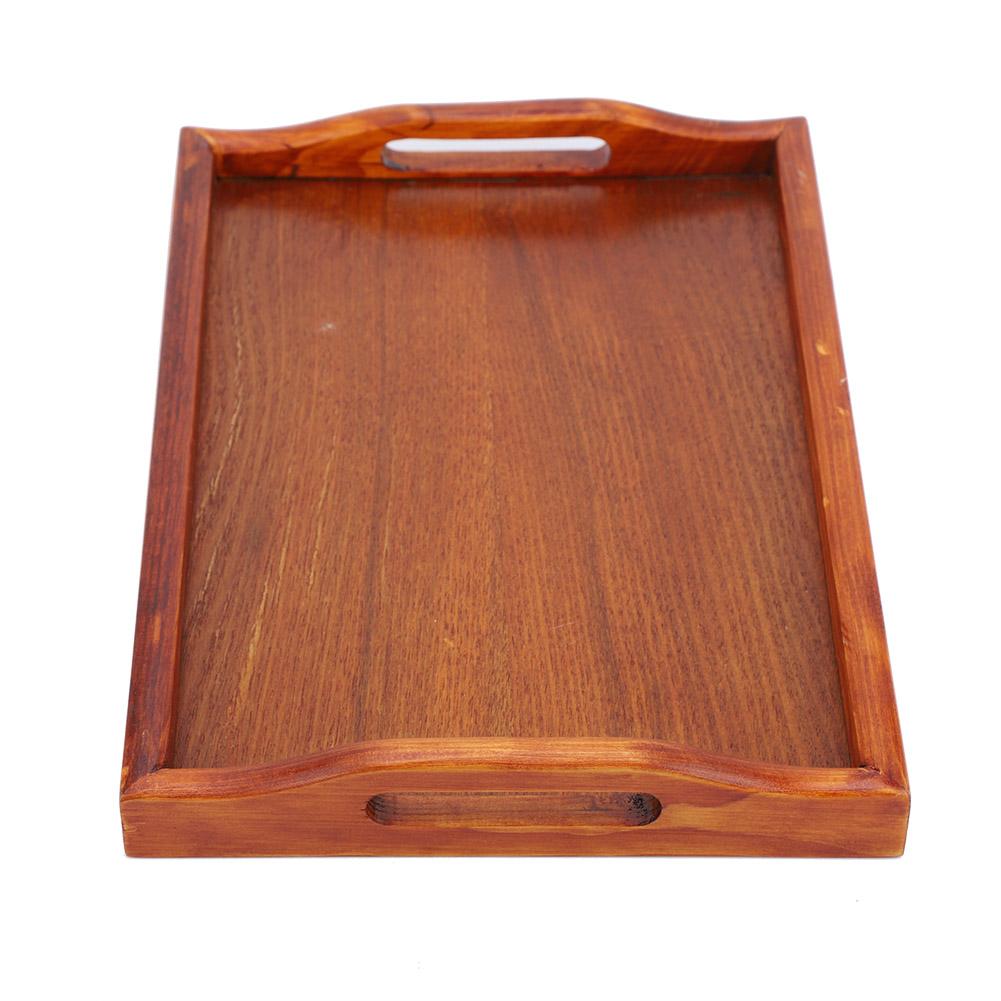 Wooden Serving Tray, 11.89 X 7.95 Inches, Rectangular Wooden Serving Platter with Rustic Handles for Breakfast in Bed, Coffee Table, Kitchen, Dining R