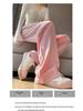 Women's Pink Ice Silk Wide-Leg Pants: Summer Thin High Waist, Straight-Leg Casual Style for Spring and Autumn