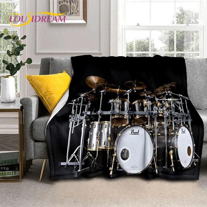 Drum Kit Music Instruments Drum Set Blanket,Soft Throw Blanket for Home Bedroom Bed Sofa Picnic Travel Office Cover Blanket Kid