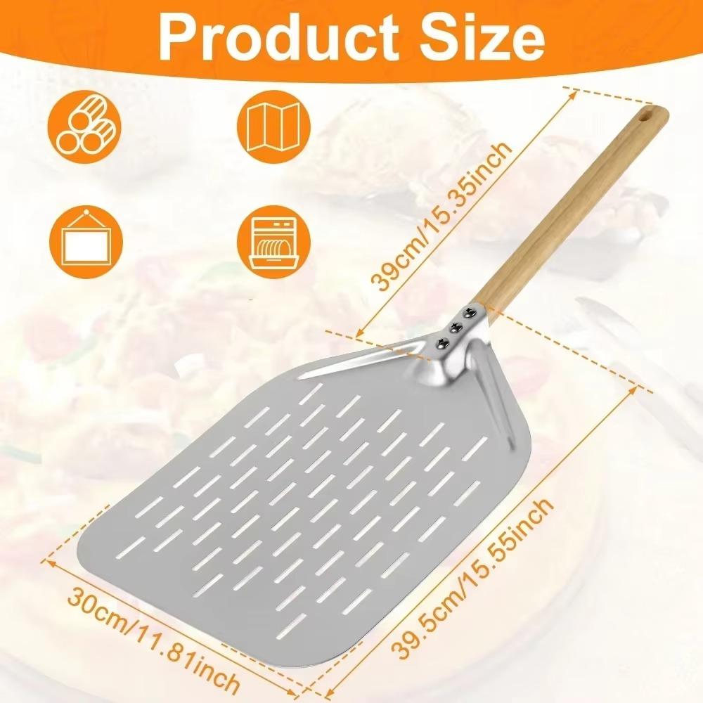 Wooden Handle Pizza Peel Heavy Duty Metal Non Stick Scoop for Baking Homemade Bread Kitchen Transfer Tool Kitchen Accessories