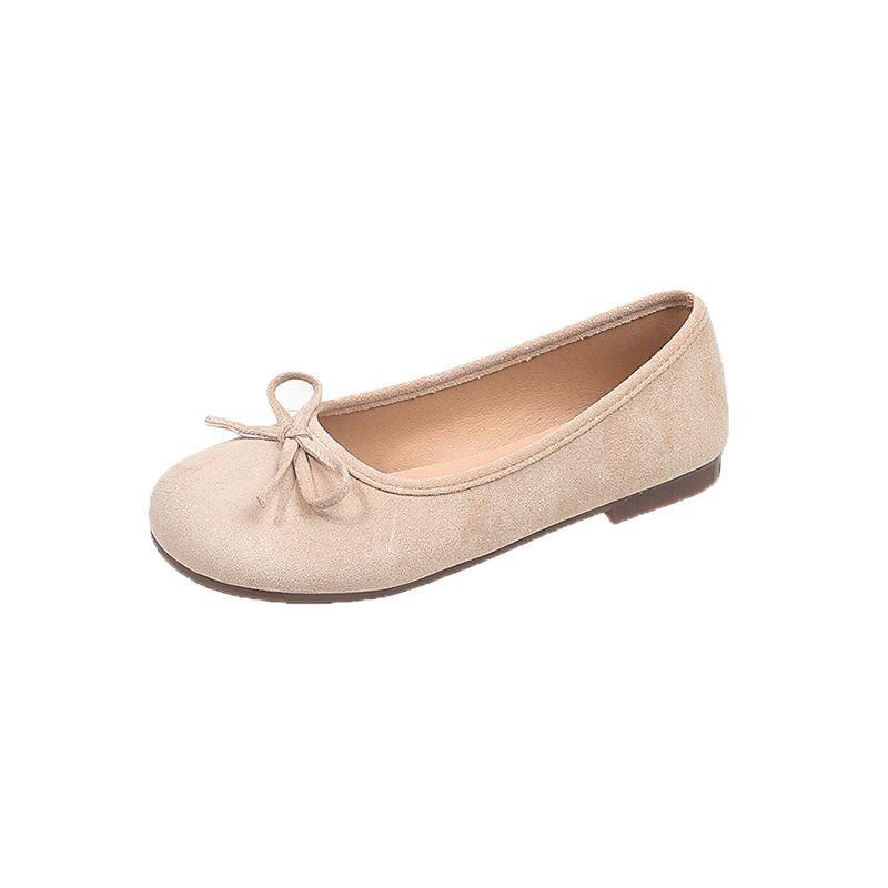 Französische Wildleder Schleife Ballerinas Frühling und Sommer neu sanfte Ein-Pedal weichgesichtige Damen Flats Tide