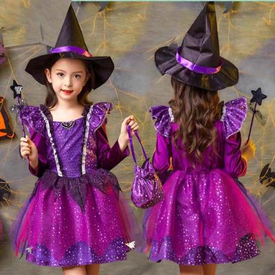 Girls Halloween Cosplay Hat Magic Wand Candy Kids Children Dress Girl Carnival Party Performance
