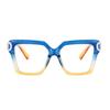 Oversized Square Reading Eyeglasses Anti- Blue Lightweight Blue Leopard Big Frames Computer Goggle Luxury Design Prescription Glasses