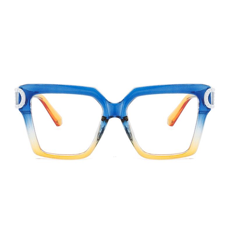 Oversized Square Reading Eyeglasses Anti- Blue Lightweight Blue Leopard Big Frames Computer Goggle Luxury Design Prescription Glasses