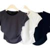 2024 Spicy Girl Waist-Hugging Short-Sleeve Round Neck T-Shirt for Women - Summer Solid Color