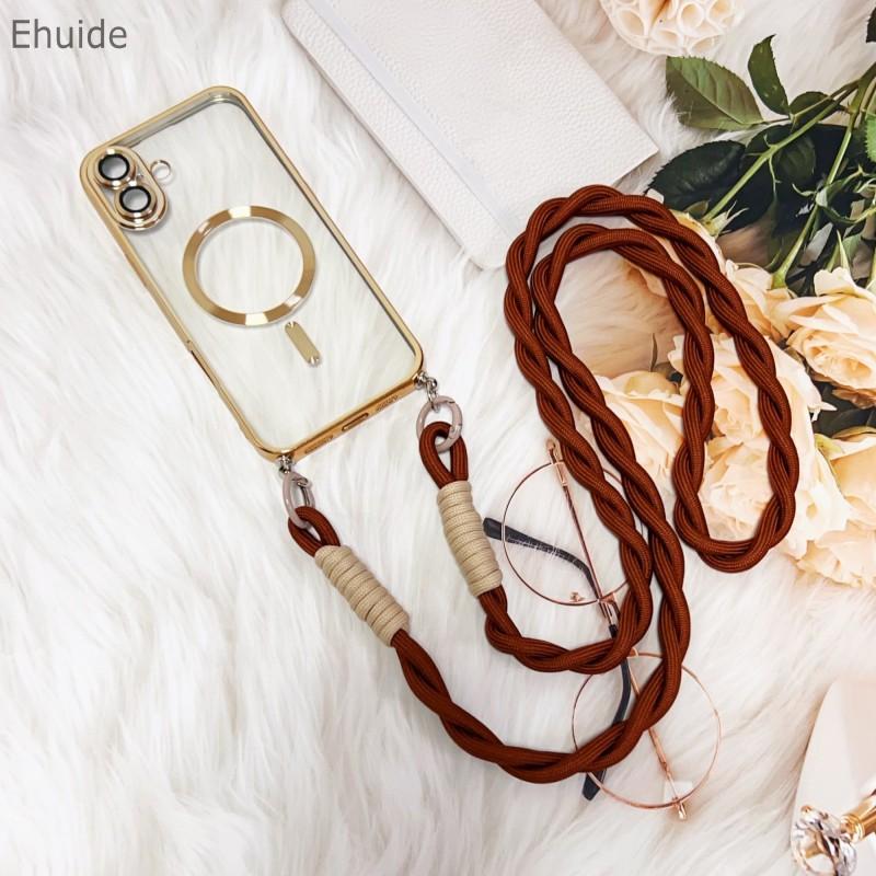 

Magnetic Case For Samsung Galaxy S25 Ultra S21 S22 S23 Plus S20 S24 FE Magsafe Transparent Plating Strap Crossbody Lanyard Cover Galaxy S25