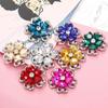 Engood 50Pcs Crystal Glass Flower Rhinestone Alloy Buttons Sewing Trim Embellishments Craft DIY Hair Apparel Clothes Accessories
