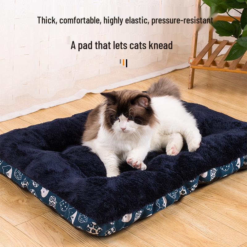 Four Seasons Pet Cushion: Thick Cotton Sleeping Pad for Cats and Dogs