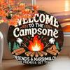 Welcome To the Campsite Campfire Round Metal Tin Sign D Flat Printing Outdoor Camping Wall Plaque For Home Decor
