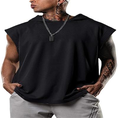 Summer Men's Sports Solid Color Printed Hooded Sports Sleeveless Vest