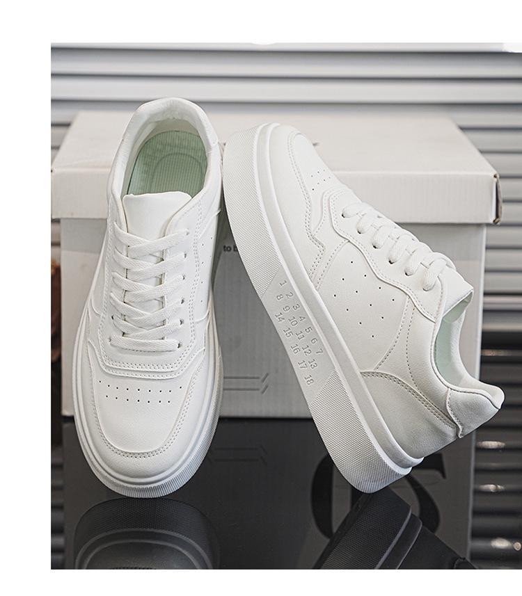 Men's Autumn White Thick-Soled Breathable Sneakers: Versatile, Trendy, Casual Skate Shoes