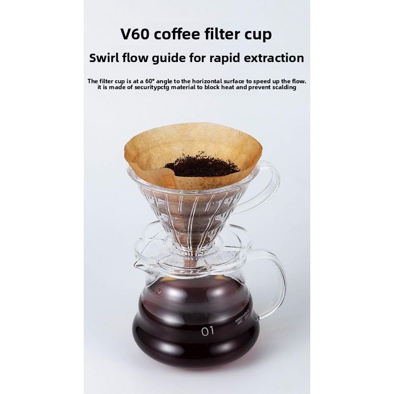 Gift Set of Pour-over Coffee Maker and Accessories - Coffee Utensils with 5-piece Filter Set