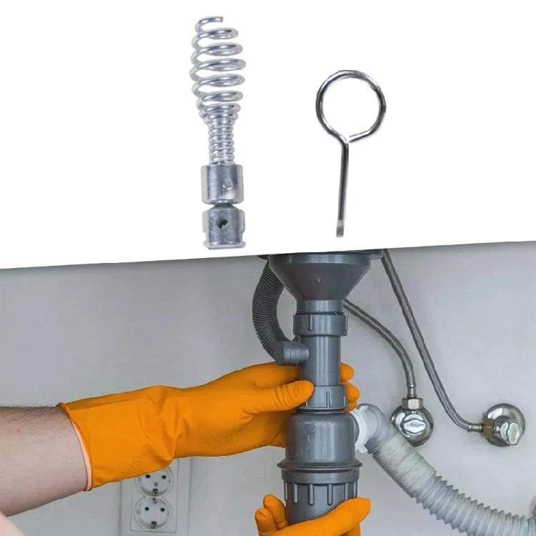 Abflussreiniger Kombi-Schneidkopf-Set, Edelstahlfeder Automatische Verriegelung Abflussbagger-Schneidkopf-Zubehör