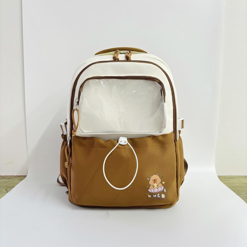 School bag, Korean ins, high value, fresh and cute, contrasting colors, splicing, bar, high school and large capacity