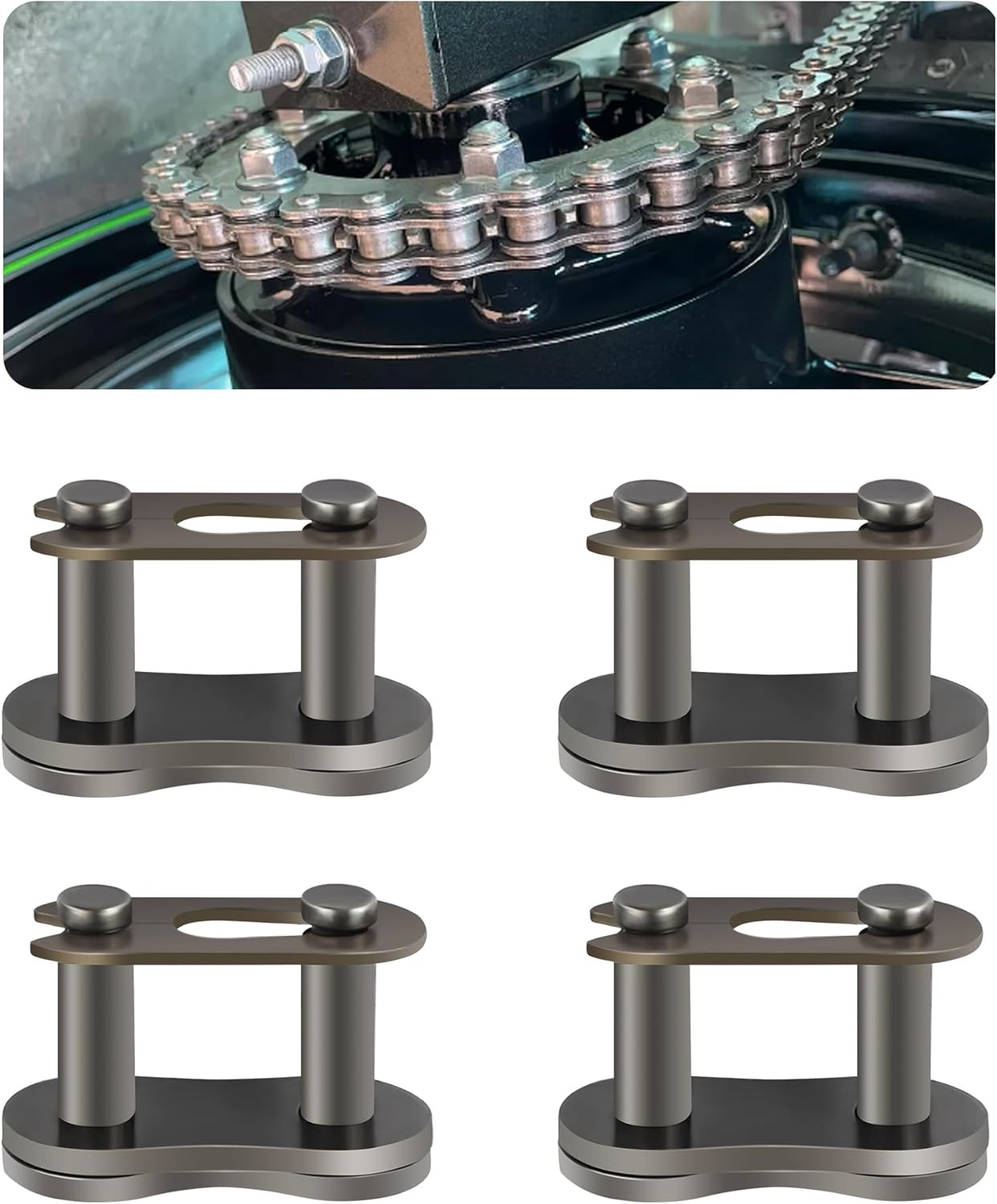 4 шт. Соединительное звено 420, Подходит для мотоциклетных цепей, велосипедных цепей, Универсальная цепь для горных велосипедов, велосипедов и мотоциклов гагат