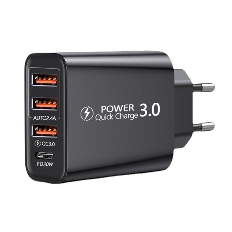 

To Europe Charger With 3 USB Type C Port Fast Charging Universal Travel Adapters For Multiple Devices чорний
