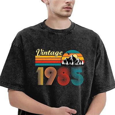 1985 Vintage T-Shirt Geburtstag Jahrestag Hip Hop T-Shirts Kurzarm Baumwolle O-Ausschnitt Übergröße Top T-Shirts