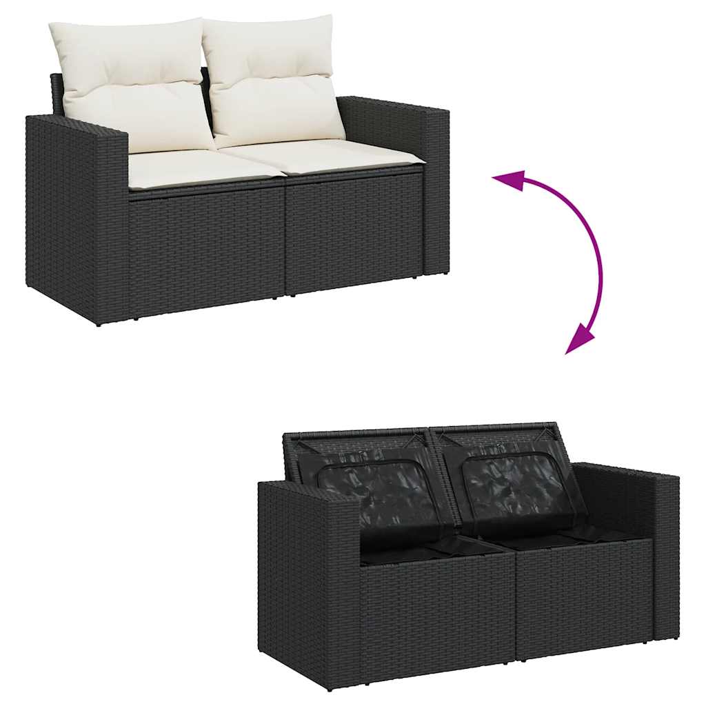 Vidaxl 5-Cz. Garten-Sitzgruppe, Kissen, Schwarzes PE-Rattan