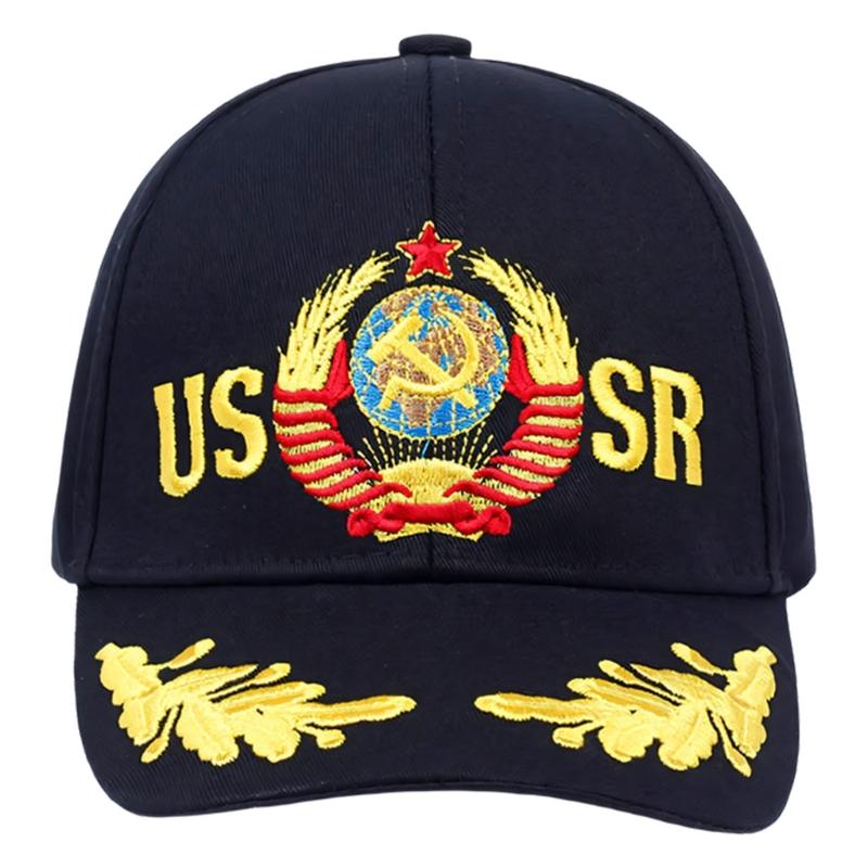 Soviet Union Letters Embroidered Cotton Baseball Cap Adjustable Fashion Outdoor Hat For Men And Women