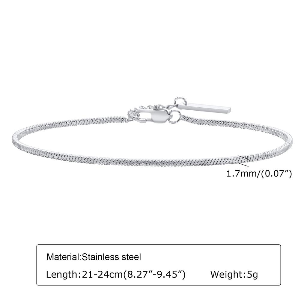 Men's Thin Chain Bracelet,Never Fade Stainless Steel Adjustable Wristband,Minimalist Hip Hop Jewelry Gift