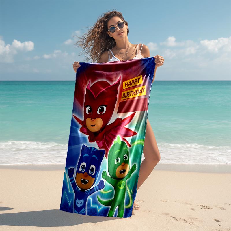 1pc PJ Marks2 Beach Towel, Comfortable and Thick, and Swimming/Bath/Picnic/Camping Towel, Suitable for Seaside Beaches