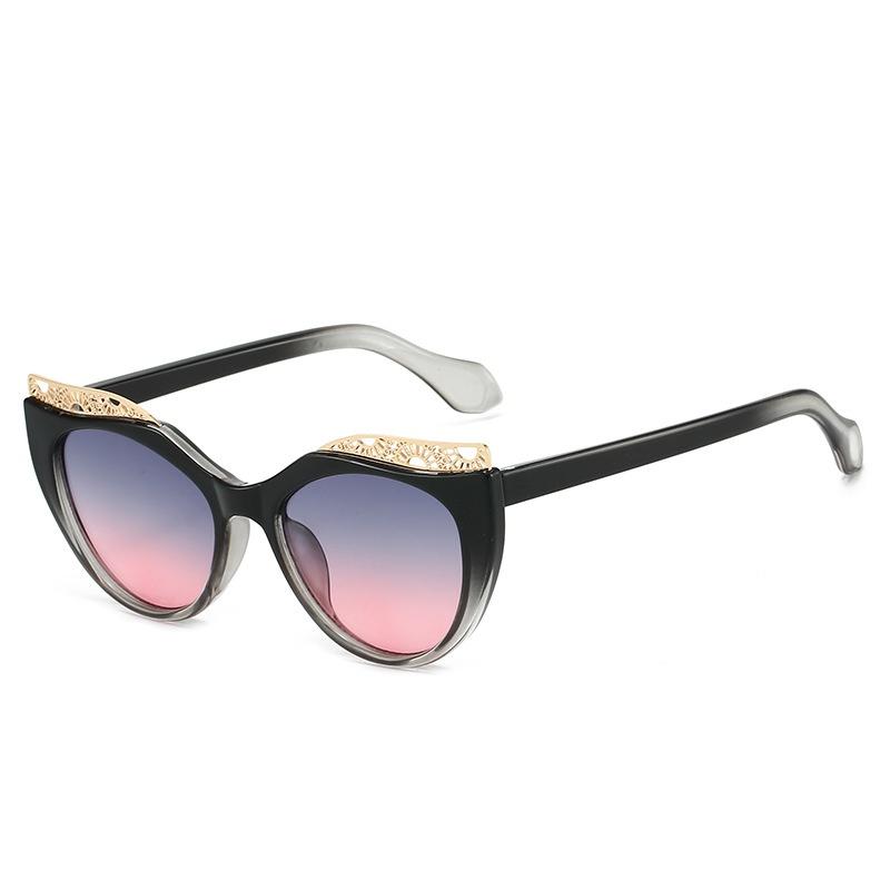 New Luxury Colorful Cat Eye Sunglasses for Women Hollow Frame Design UV400 Protection All Match Casual Glasses