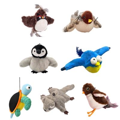 Simulated Bird Cats Toy Interactively Toy Dog Rechargeable Chirping Flapping Bird Touch Activated Plush Pet Toy