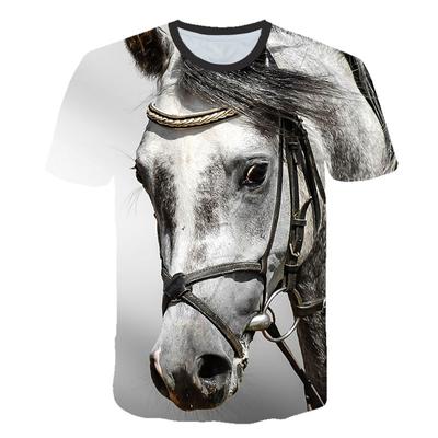 Bellissima maglietta con motivo cavallo animale per uomo T-shirt grafiche estive 3D Fashion Steed T-shirt con stampa interessante casual