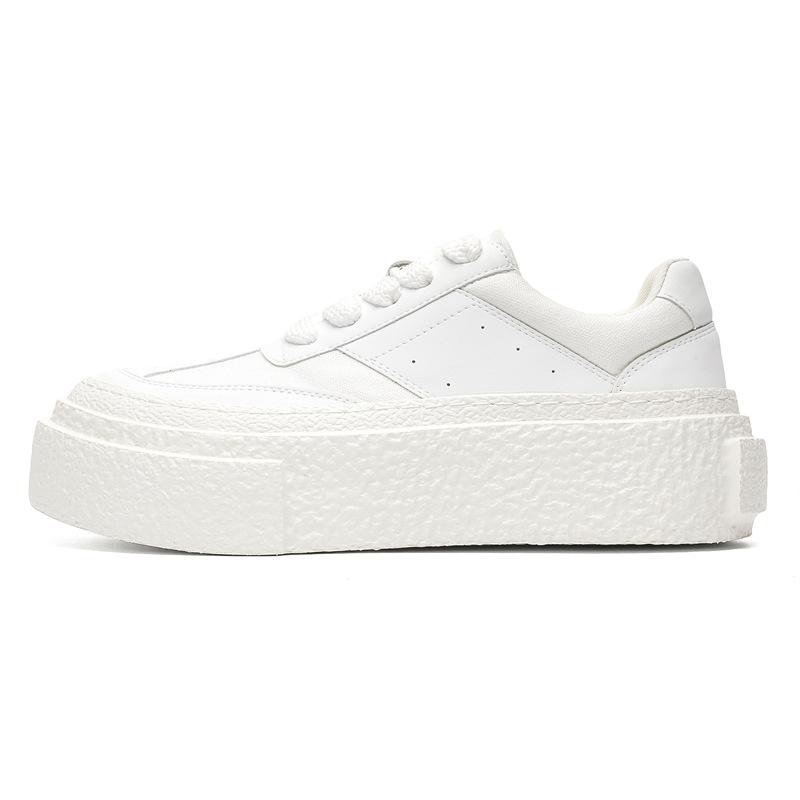 Damen Plateau-High-Top-Canvas-Freizeitschuhe mit dicker Sohle, atmungsaktiv, vielseitig, leichte kleine weiße Schuhe 50557-W