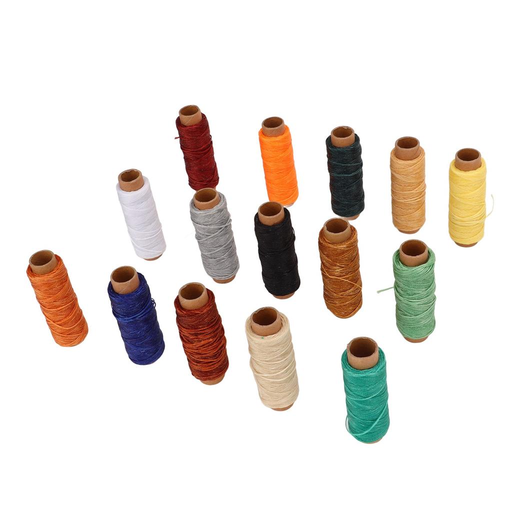 15pcs Waxed Thread 15 Colors 50 Meters Length DIY Making Leather Wax Coated Sewing Thread for Handwork Crafts