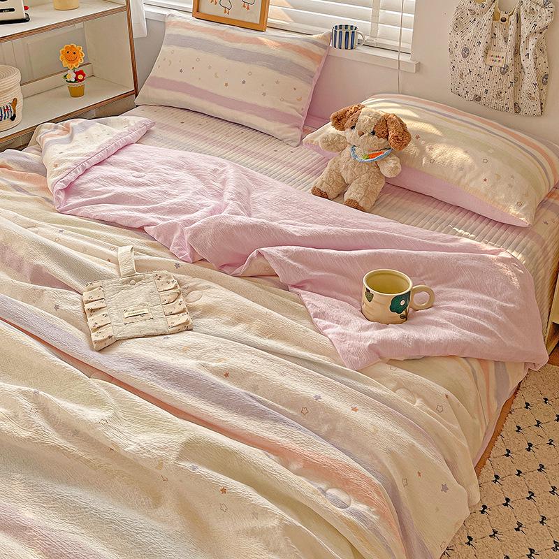 Double-Layer Gauze Summer Comforter Set: Single Piece, Machine Washable, Ideal for Air-Conditioned Rooms, Spring & Summer Use