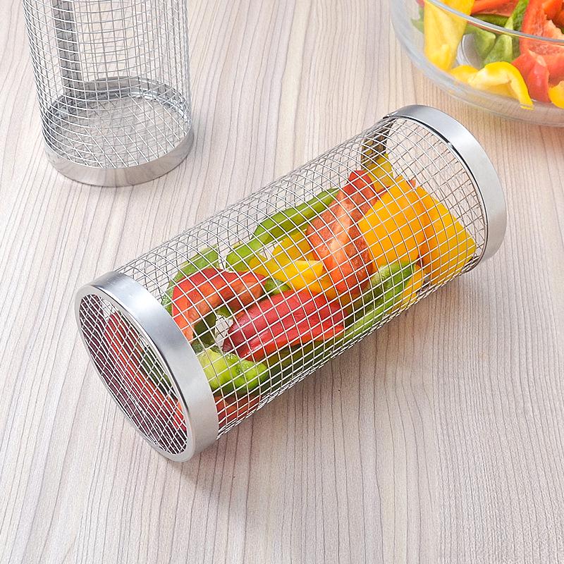 Portable Stainless Steel Rotating Barbecue Cage and Grill Net