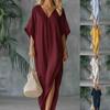 Dress Linen Thin Women's Clothing Summer V-neck Loose