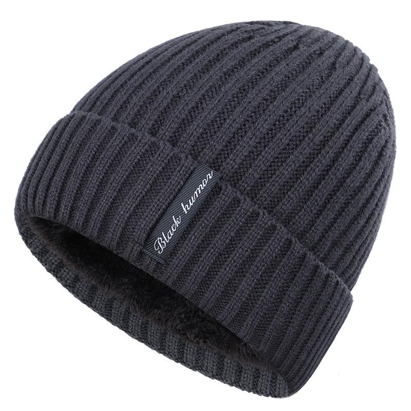 Winter knitted hat men's fleece thickened big head wool hat cold-proof and warm ear protection pullover hat outdoor windproof hat