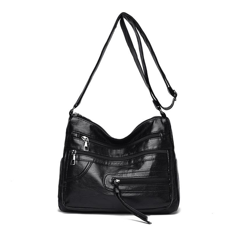 Large capacity women's solid color fashion shoulder bag multi-layer messenger bag multi-functional storage bag going out travel armpit bag