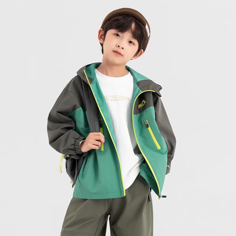 Duoduojia Boys' Color-Block Hooded Outdoor Jacket