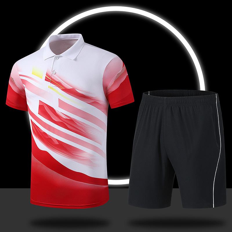 

Летний повседневный спортивный комплект, быстросохнущий воротник, комплект с короткими рукавами, комплект из двух предметов L