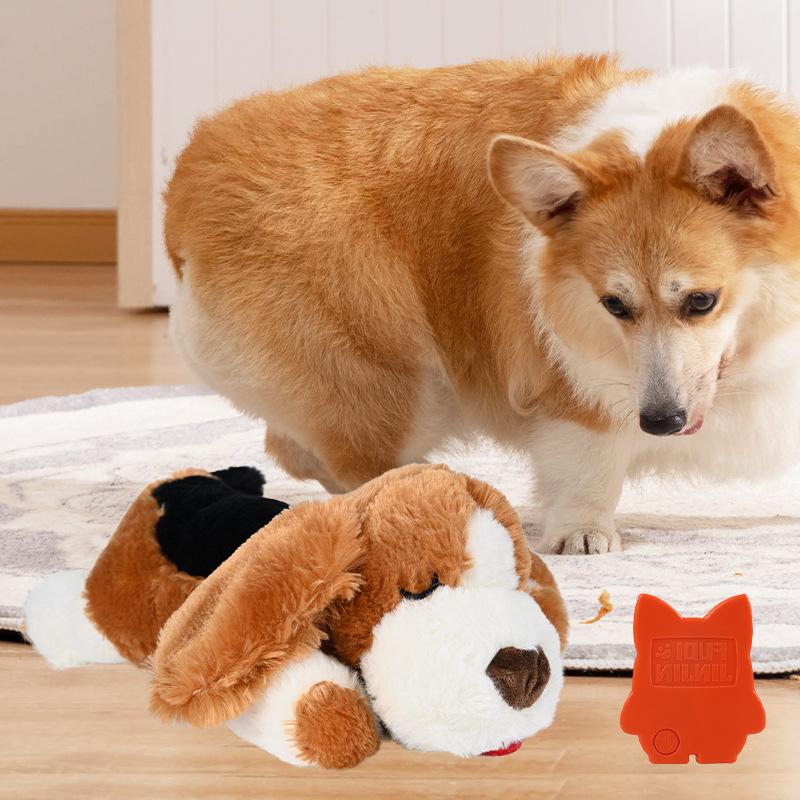 Peluche Cane Giocattolo Simulazione Battito Cardiaco a Forma di Cucciolo Copertura Rimovibile Giocattolo Calmante Anti-Ansia Compagno di Sonno per Cuccioli Cani di Taglia Media Grande